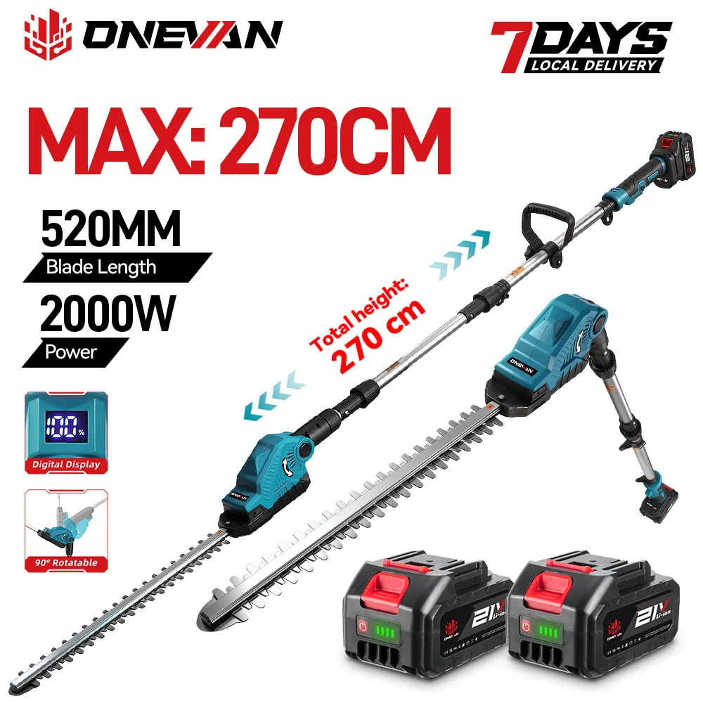 Taille-haie électrique ONEVAN 2000W sans fil pour branches hautes, outils de coupe pour jardin domestique, compatible avec batterie Makita.