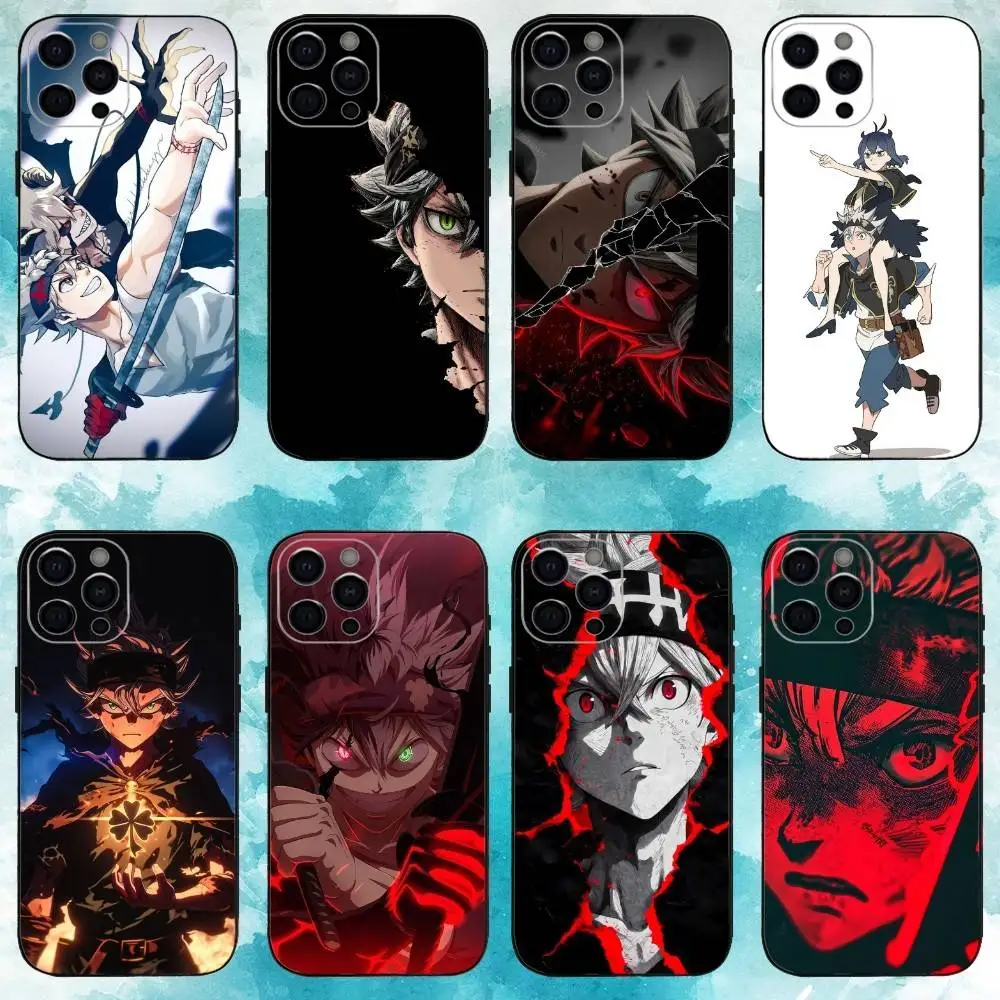 

A-Asta black clover Phone Case For iPhone 17,16,15,14,13,12,11 Plus,Pro Max,XS,Soft Silicone Black Cover