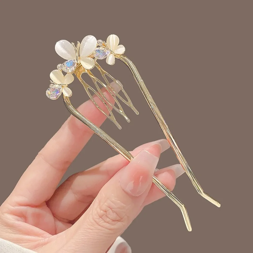 1pc Schmetterling U-Förmigen Haar Gabel Kämme Perle Haar Sticks Haar Clip Haarnadeln Frauen Mädchen Haar Zubehör Ornament Styling werkzeug – Detail 3