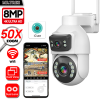 4K 8MP 50X Optical Zoom WIFI PTZ Camera Dual Lens Security Protection Monitor Smart Tracking CCTV Video Surveillance Cams iCsee
