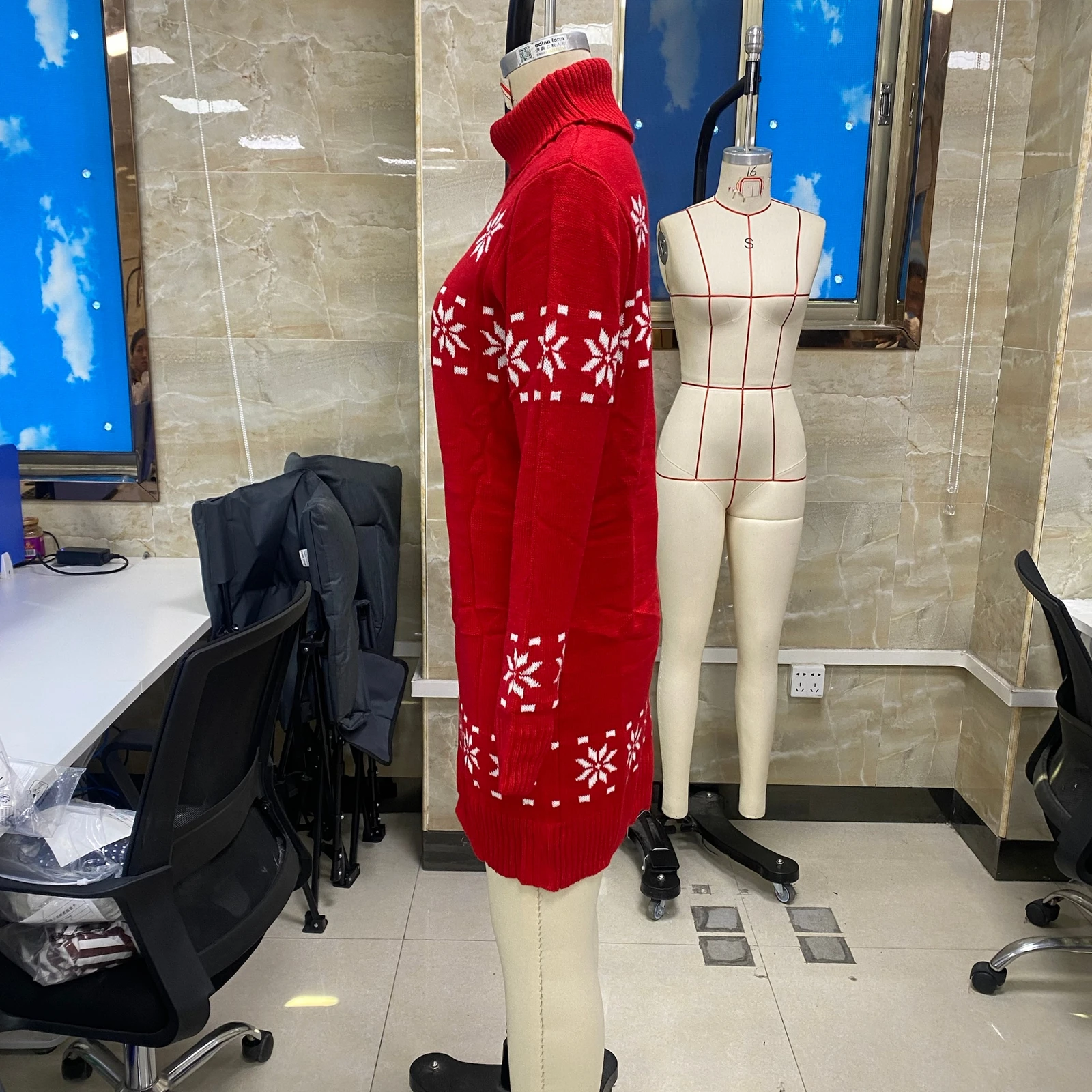 

Женский рождественский свитер со снежинками, пуловер средней длины с длинными рукавами для повседневной носки, уличная одежда для активного отдыха