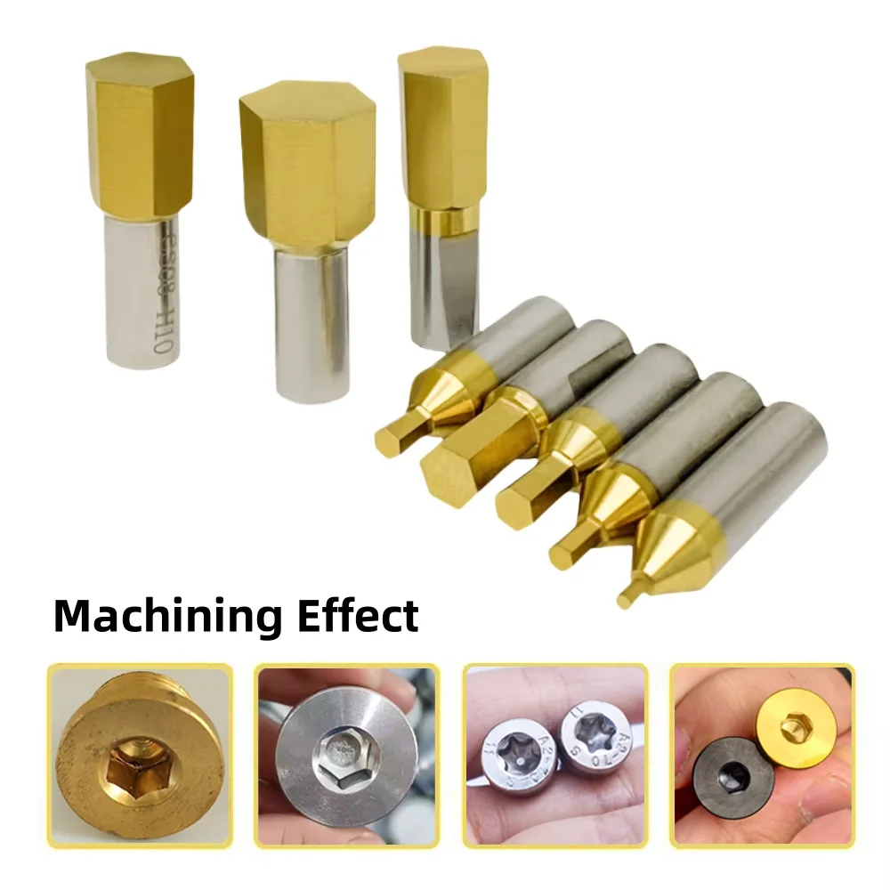 CT08 HSS-Tin Rotary Broaching Tool Punching Cutter  8mm Shank Inner Hexagon for Steel