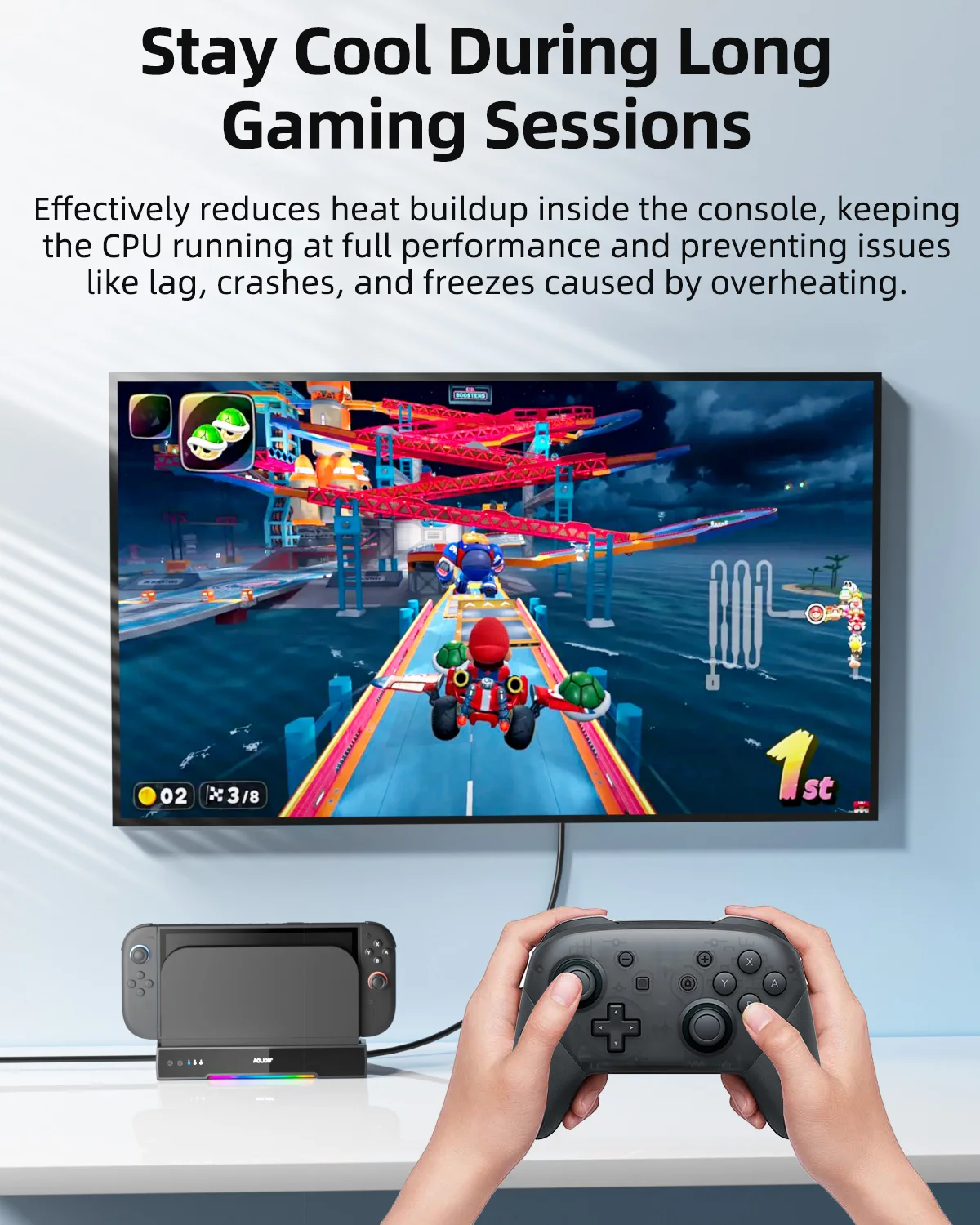 Aolion For Switch 2 Multifunction Wall-mounted Cooling Fan With NGC HUB expansion Dock Stand For NS2 Game Accessories