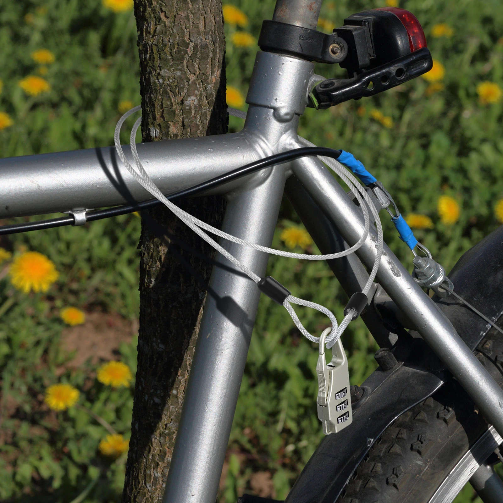 

Steel Cable Lock Bicycle Adjustable Luggage Bike Locks with Keys Chain Braided Wire Outdoor Padlock