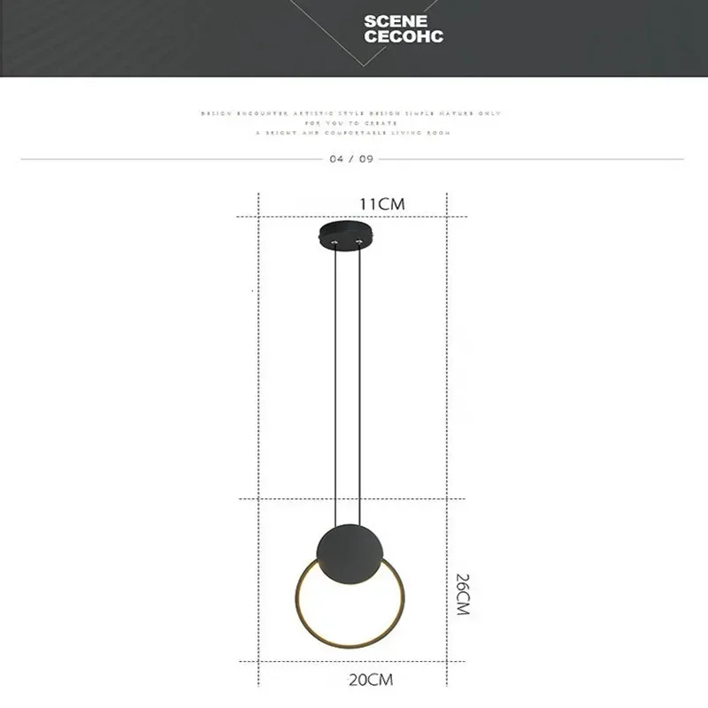 

Nordic Minimalist Style Adjustable LED Ceiling Lamp round Square White Black Decorative Bedside Table Light Band with Long Line