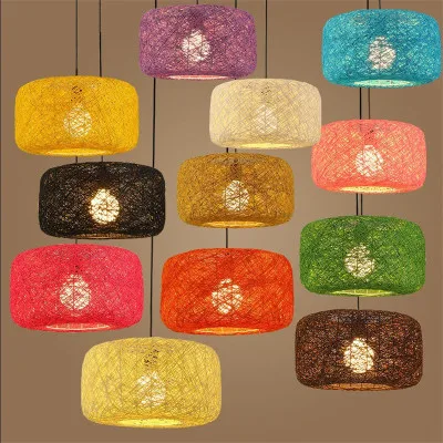 

Hot-selling living room bedroom dining room study personalized lamps, American hemp woven rattan art bird's nest chandelier