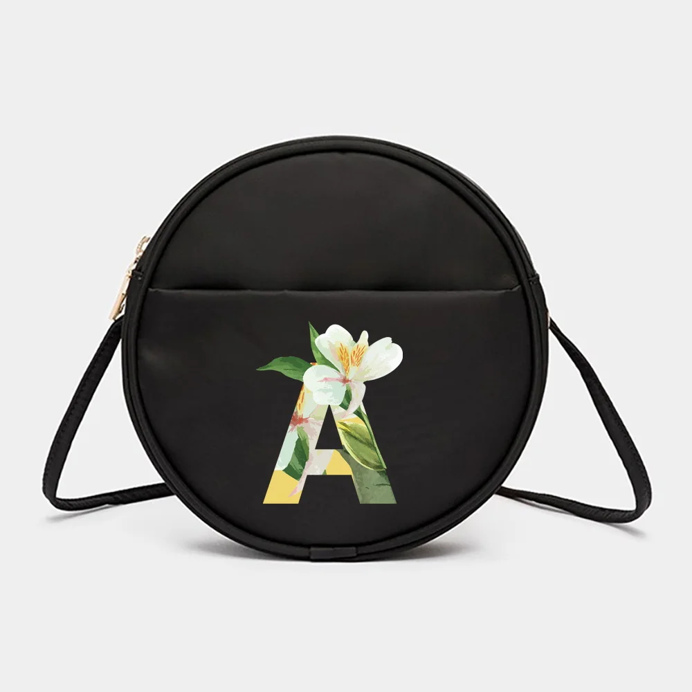 Womens' Round Messenger Casual Crossbody Shoulder Bag Floral Pattern Mini Phone Purse Bags Shopping Handbag Female Messenger Bag