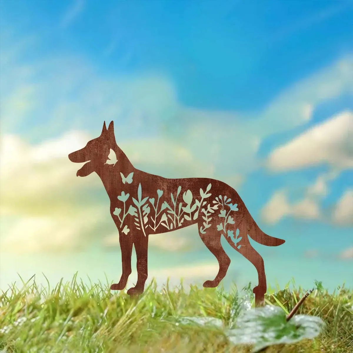 Rusted Metal Animal Garden Stake Hollow Cat Dog Unicorn Rabbit Silhouette Yard Lawn Art Decor