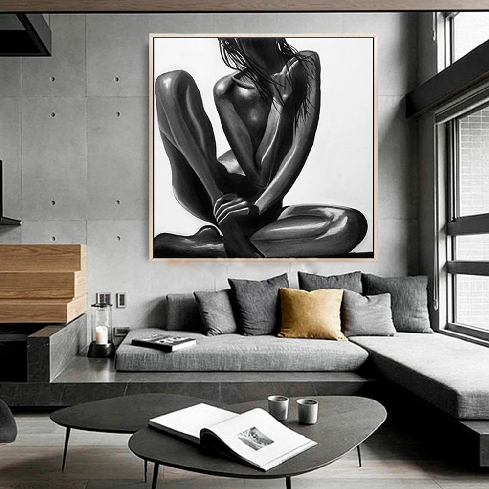 Hand Painted Oil Painting Sexy body original oil painting Contemporary nude art Wall art abstract sexy Brown nude painting