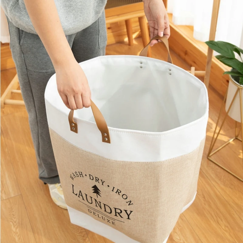 Super Large Foldable Laundry Basket Handle Waterproof Large Cotton Linen Storage Basket Kids Toys Dirty Clothing Orgnizer Bin