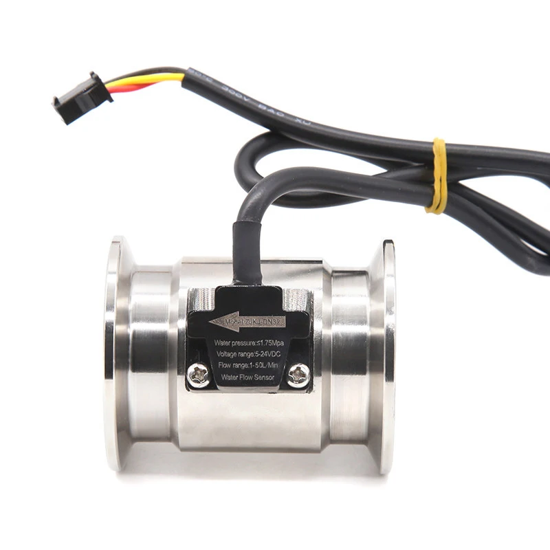 DN25 DN32 Quick-Install Stainless Steel Flow Sensor Tri-Clamp Ferrule 50.5mm Water Flow Meters For Beer Beveraging 5-24VDC