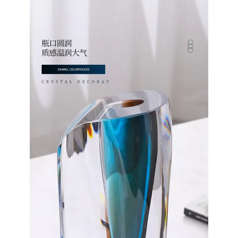 Modern light luxury glass vase ornament, living room flower arrangement, high-end sense, Nordic simple glass flower ware, living