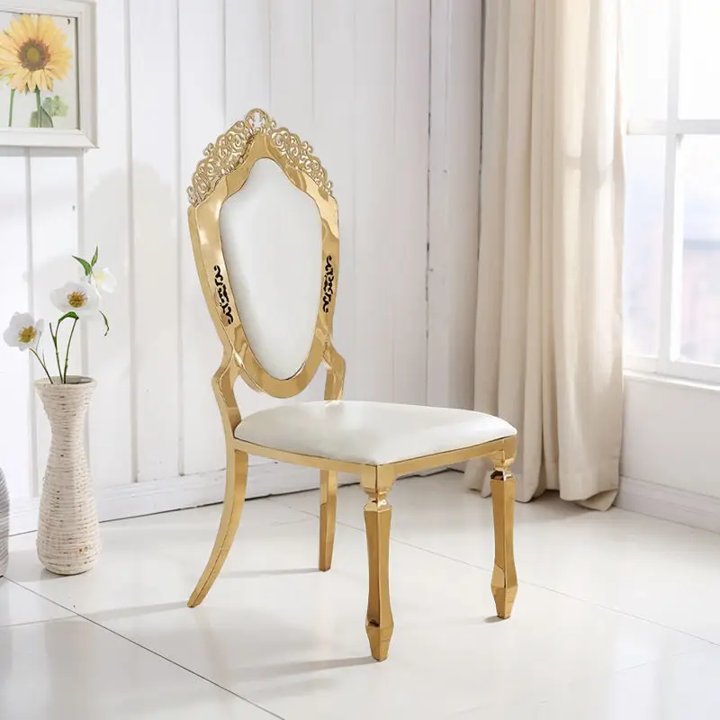 30pcs Luxury Gold Stainless Steel Fabric Metal Dining Chairs for Hotels Events Living Rooms Banquet Halls-Farmhouse Style