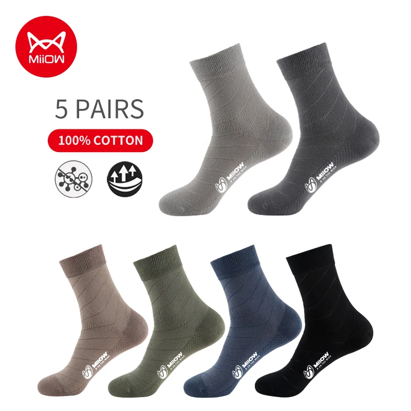 

MiiOW 5 Pairs/Lot Cotton Socks Men's Casual Tube Socks Winter Warm Long Male High Quality LOGO Colorful Socks For Man