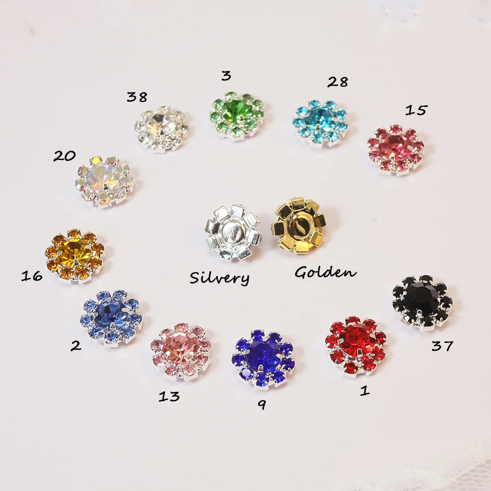 Wholesale 50Pcs/lot Mini 11Colors Crystal Decorative Jewelry Accessories Diy Metal Rhinestone Craft Component Flatback Mix Color
