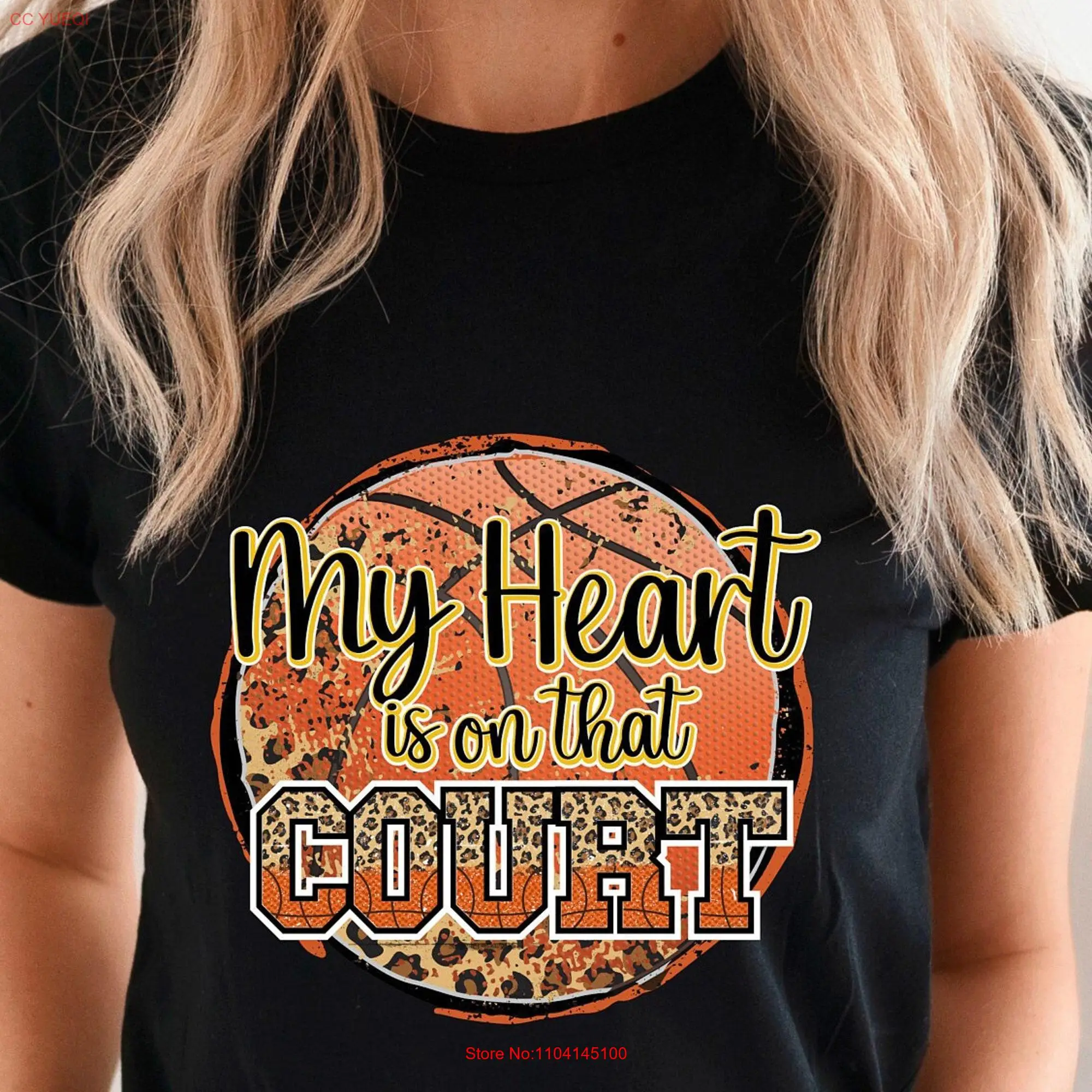 Basketball Mom T Shirt Game Day Fan Hoop There It Is Season My heart on that court long or short sleeves