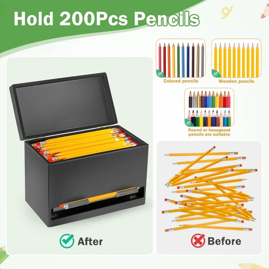 Pencil Dispenser for Classroom Wooden Pencil Holder for Desk Teacher Must Haves for Organization and Storage Pencils Straw Disp
