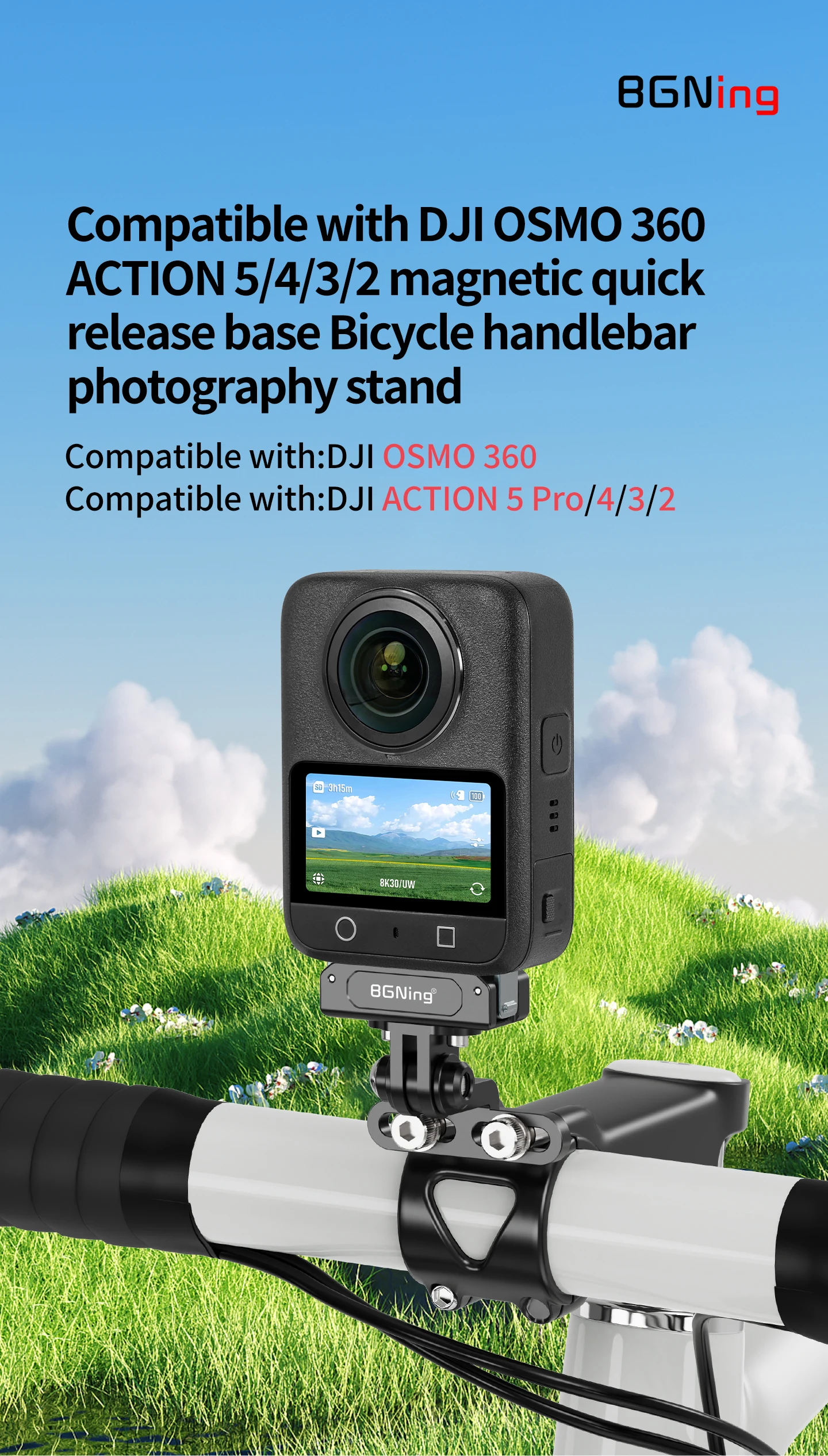 1/4 Schraube Fahrrad Vorbau Kamera Halterung Verstellbare Halterung für GoPro 13 DJI OSMO 360 Action Pocket3 Insta360 Fahrrad Lenker Ständer – Detail 20