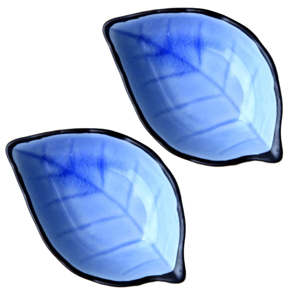 

2Pcs Ink Dish Ceramic Leaf Shape Exquisite Calligraphy Brush Tray Portable Ceramic Ink Plate for Painting Calligraphy Use