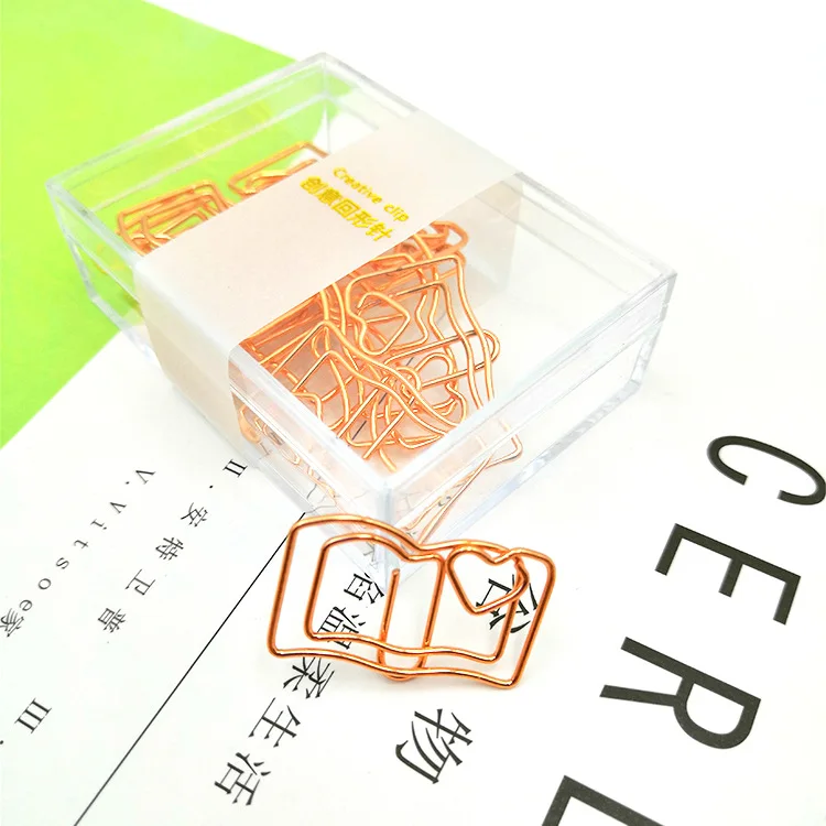 12/Lots rose gold crown paperclip creative book paperclip flamingo shaped paperclip office accessories paper clips