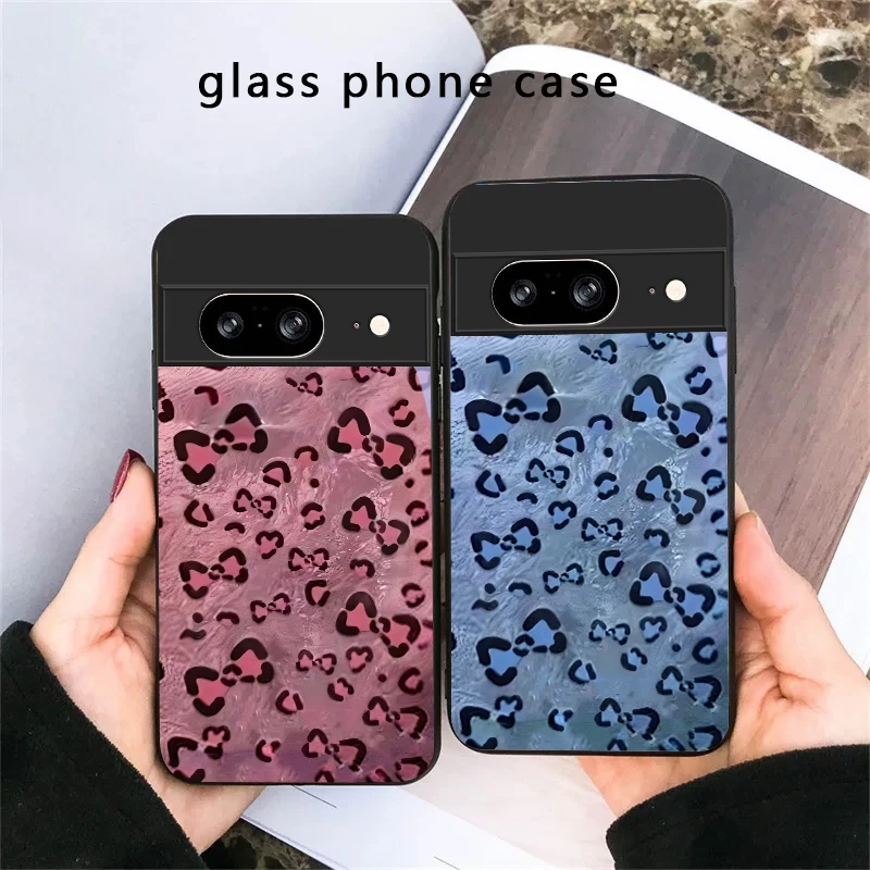 Abstract leopard print For Google Pixel 8 7 9 10 Pixel 10 Pro XL Pixel 9 Pro XL Pixel 8a 7a Pixel 7 Pro Black Glass Phone Case