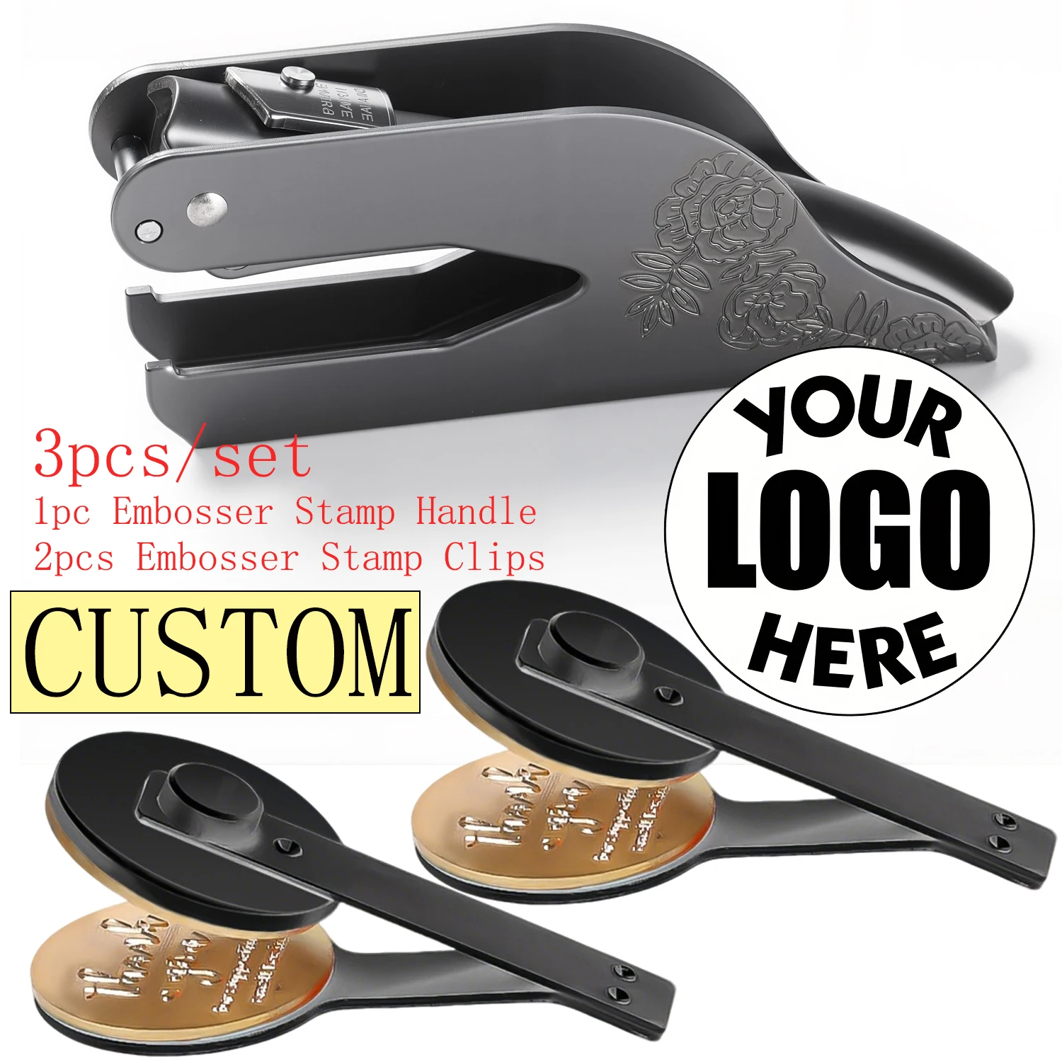

Набор из 3 шт. штампов для тиснения 4,2 см, 1 комплект держателей для штампов + 2 клипсы для штампов для книг и бумажных изделий