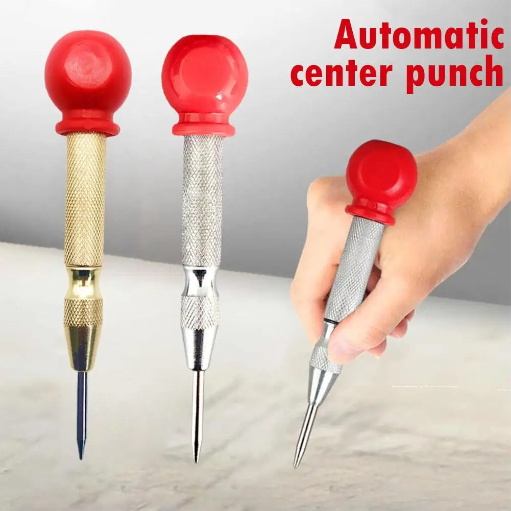 Automatic Center Punch Hole With Cap Adjustable Impact Loaded Woodworking Punch Bit Drill Wood Dent Marker Press Spring Tool