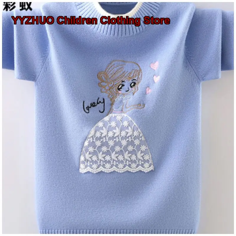 Girls Knit Set Kids Autumn Winter Cashmere Sweater Thickened Warm Solid Color Older Kids