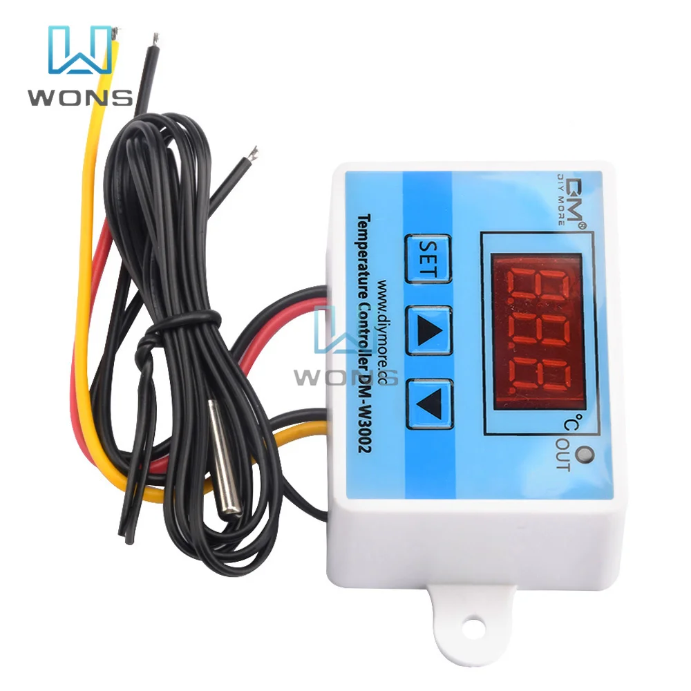 12V 24V 220V 110V 10A W3002 Digital LED Temperature Controller Thermostat Control Switch Thermoregulator Sensor Meter with Probe