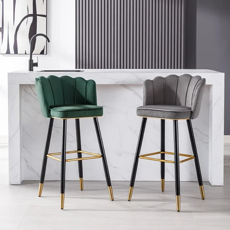 Taburetes de Bar nórdicos modernos, silla de lujo con diseño para sala de estar, sillas de Bar ergonómicas de terciopelo, taburete de cocina,