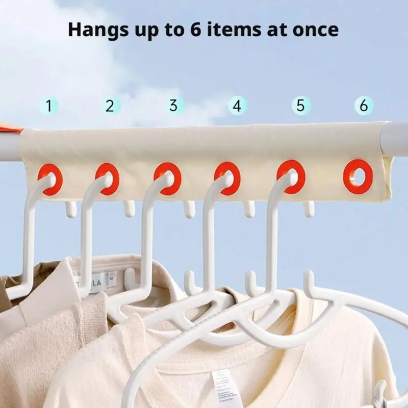 Windproof Towel Hook with Six Hole Closure Design, Rod Mounted Holder for Bathroom, Laundry Area and Balcony Use Y5GB