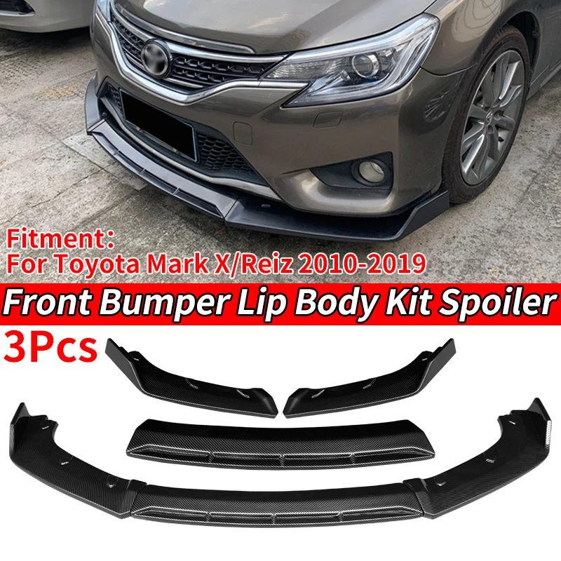 

Car For Toyota Mark X Reiz 2010-2019 2014 Front Bumper Lip Body Kit Spoiler Chin Shovel Guard Carbon Fiber Look Accessories ABS