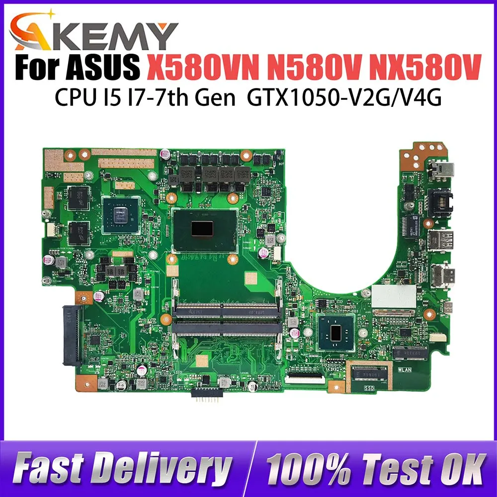 X580VD Laptop Motherboard For ASUS X580VN N580V N580V NX580V FX580V M580V Mainboard I5 I7-7th CPU GTX1050 MX150 GPU DDR4