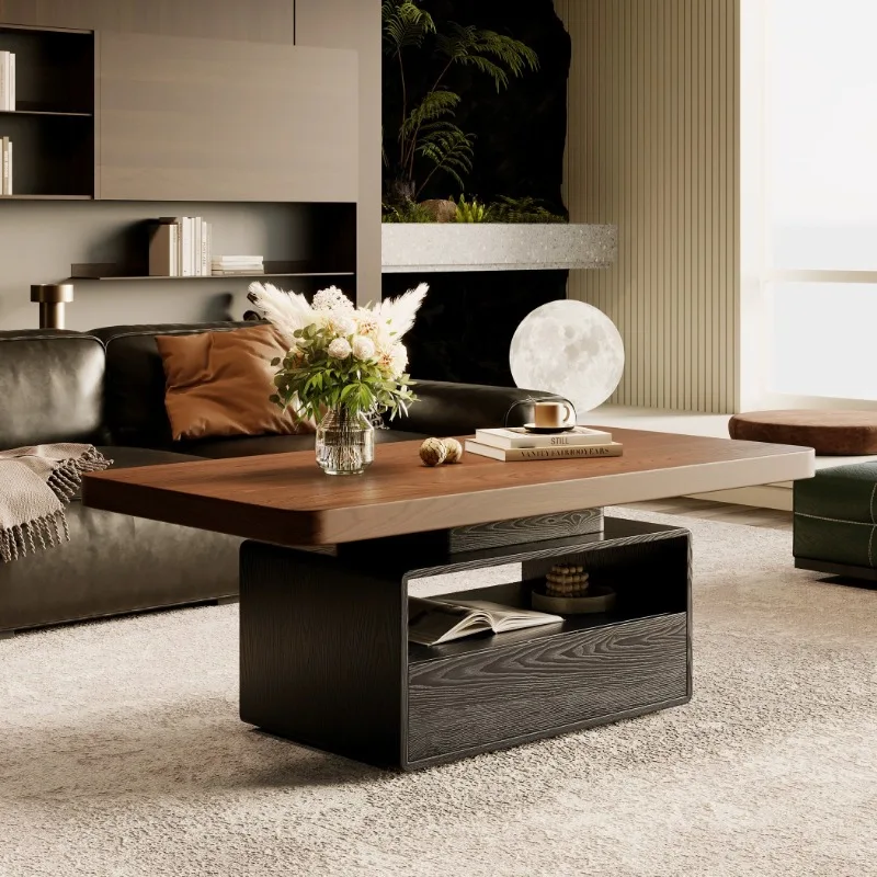 Vintage Solid Wood Coffee Tables Italian Floor Novelty Apartment Coffee Tables Space Saving Slim Salontafel Home Furniture
