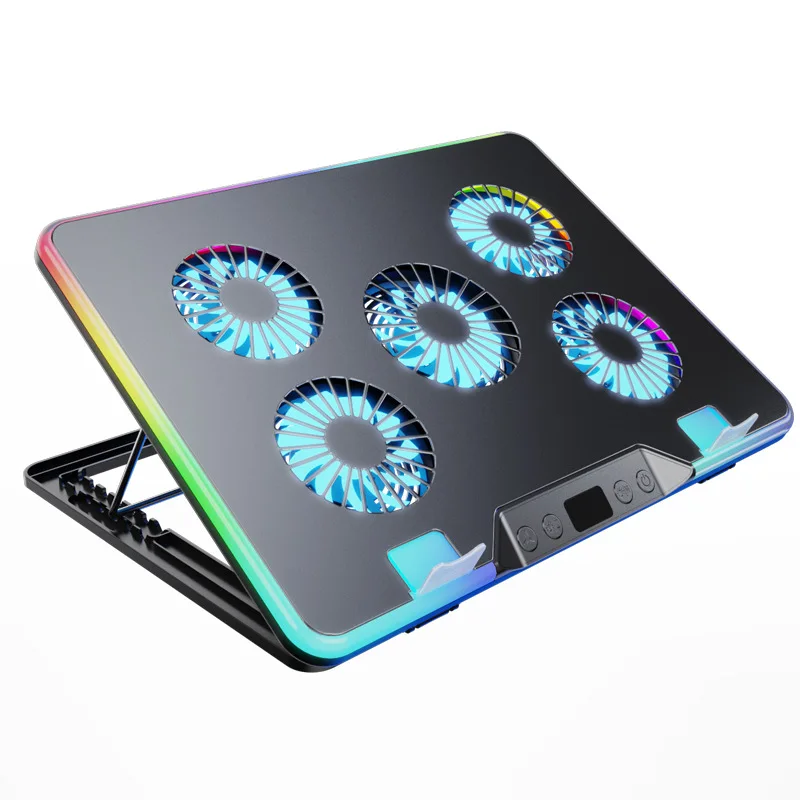 Gaming Laptop Cooling Pad RGB Laptop Cooling Stand 5 Fan Notebook Cooler Stand Adjustable Notebook Stand 11-17 inch