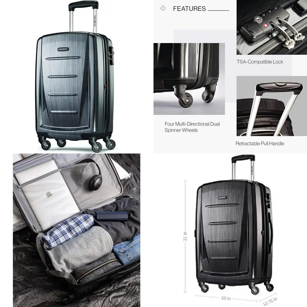 

Expandable Hardside Spinner Luggage, Charcoal, Large 28-Inch, Checked Suitcase with Durable Wheels