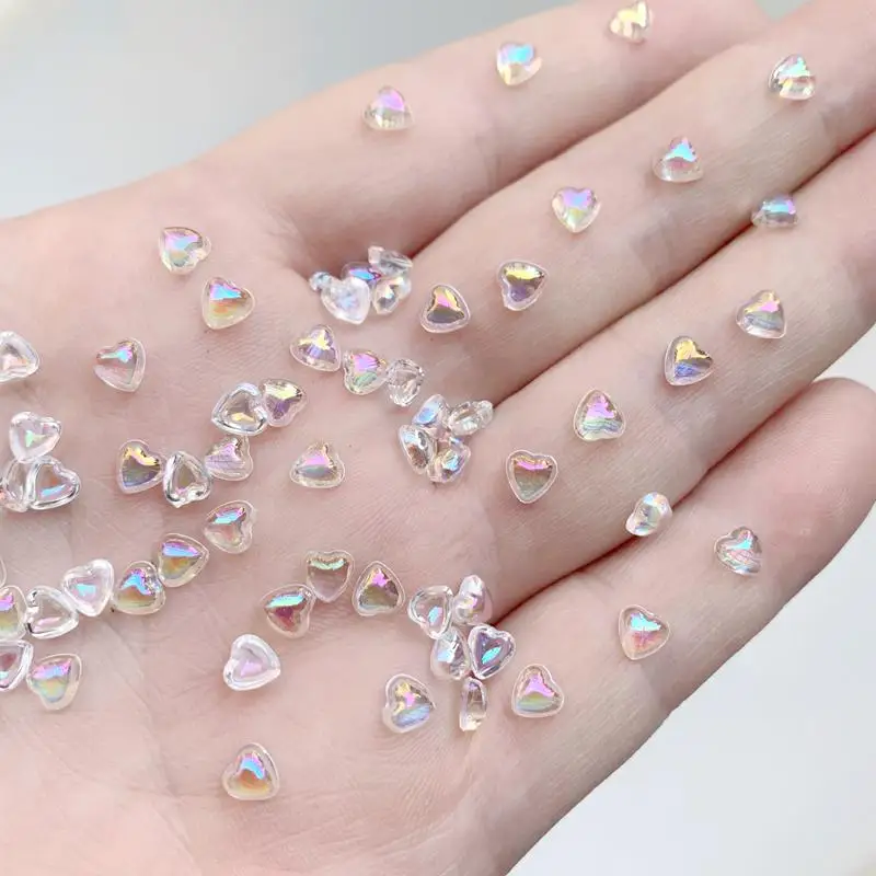 DIY Transparent Heart jewelry accessories Rhinestones Making Scrapbook crafts Nail Art Design accessories supply 100pcs/lot HF17