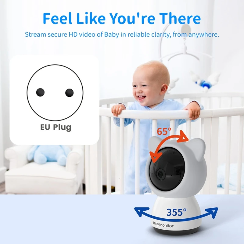 HD Wifi Baby Monitor With APP,5 Inch 1080P Zoom Baby Camera,Night Vision,2-Way Talk,3000Mah Battery,1000Ft-EU Plug Easy Install