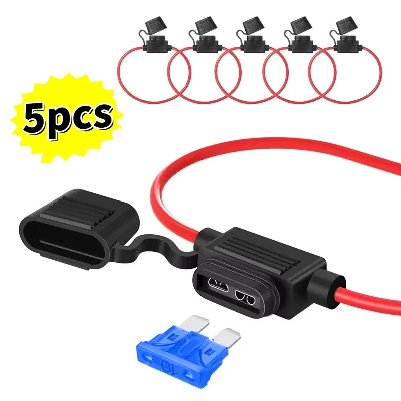 5Pcs 12A Car Mini Fuse Box Blade Type In Line Fuse Holder Waterproof for Car Motorcycles Wire Cutoff Switch Socket
