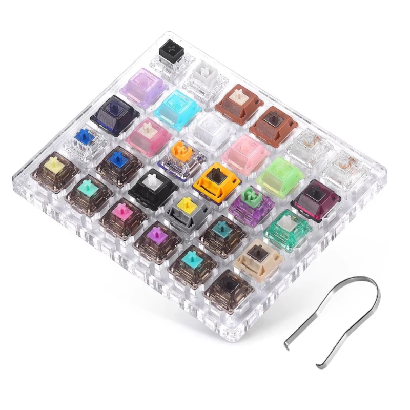 

Тестер переключателей DUROCK, пакет образцов 30-клавишных переключателей с бесшумными креветками T1 Ice King POM Piano Blue Lotus и магнитными переключателями-ключевыми переключателями