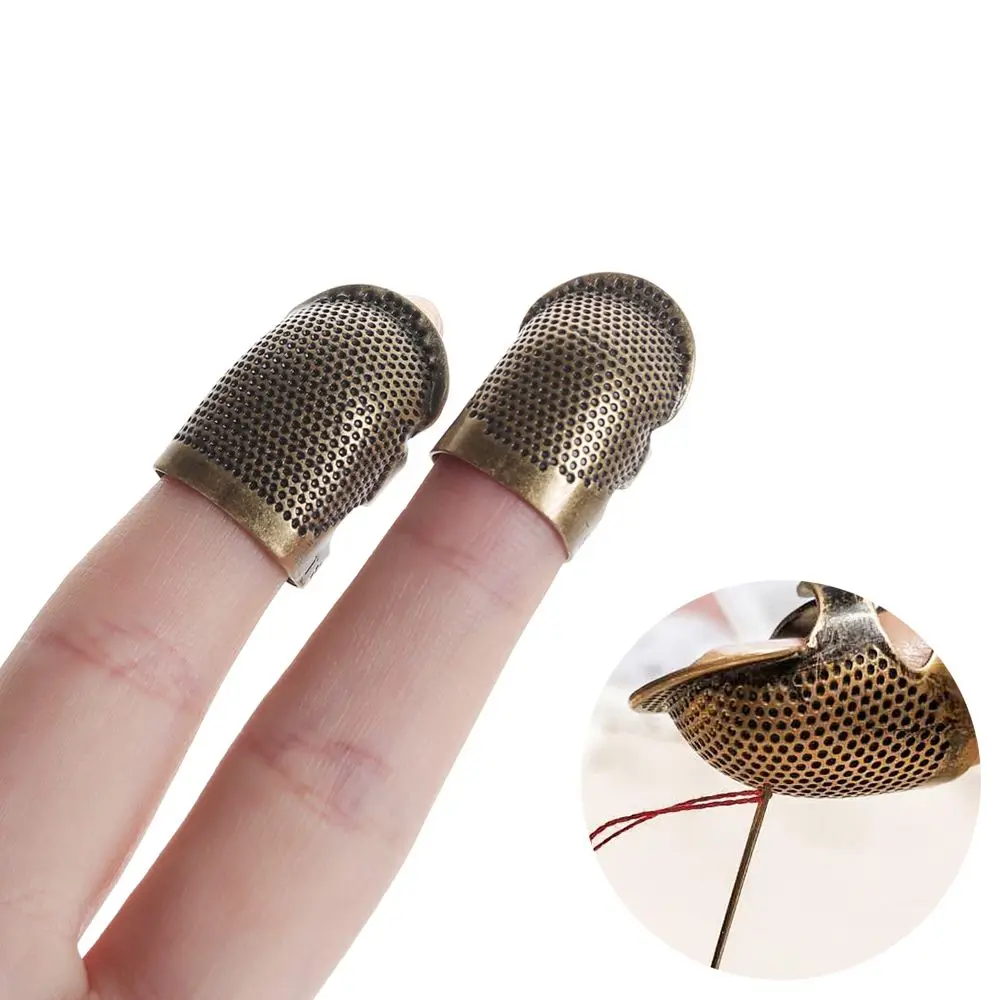 Adjustable Vintage Sewing Thimble Handmade Non-slip Embroidery Against Ring Needle Presser Metal Needle Hoop Finger Protector