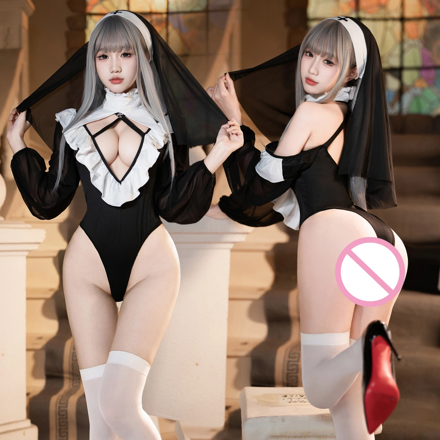Anime Abstinence Sexy Renaissance Nun Unifrom Game Mechanical Era Combat Women's Uniform Bodysuit Cosplay Costumes Outfit Suit