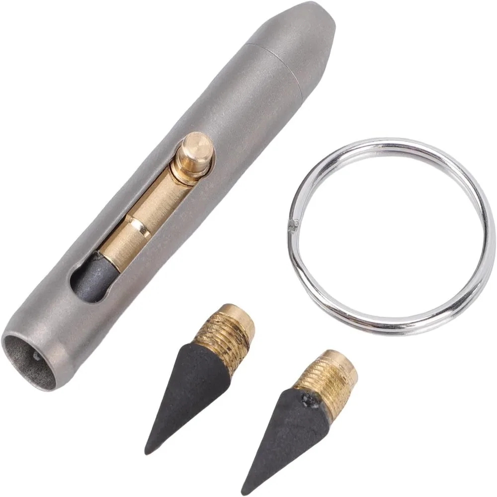 Titanium Alloy Mini Pencil Mini Size Replaceable Tip Unsharpable Erasable Pencil Erasable Portable Keychain Portable Pencil