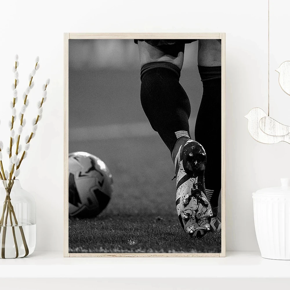 Vintage Motorcycle Dirt Bike Stunt Wall Art Black and White Soccer Basketball Racing Racetrack Canvas Painting Print Home Decor
