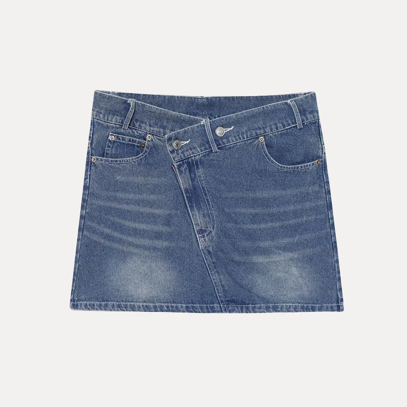 

Street Sle Women's Denim Midi Skirt Simple Casual Double Breast Summer New Arrival Z Pure Color Polyester Fiber 00%