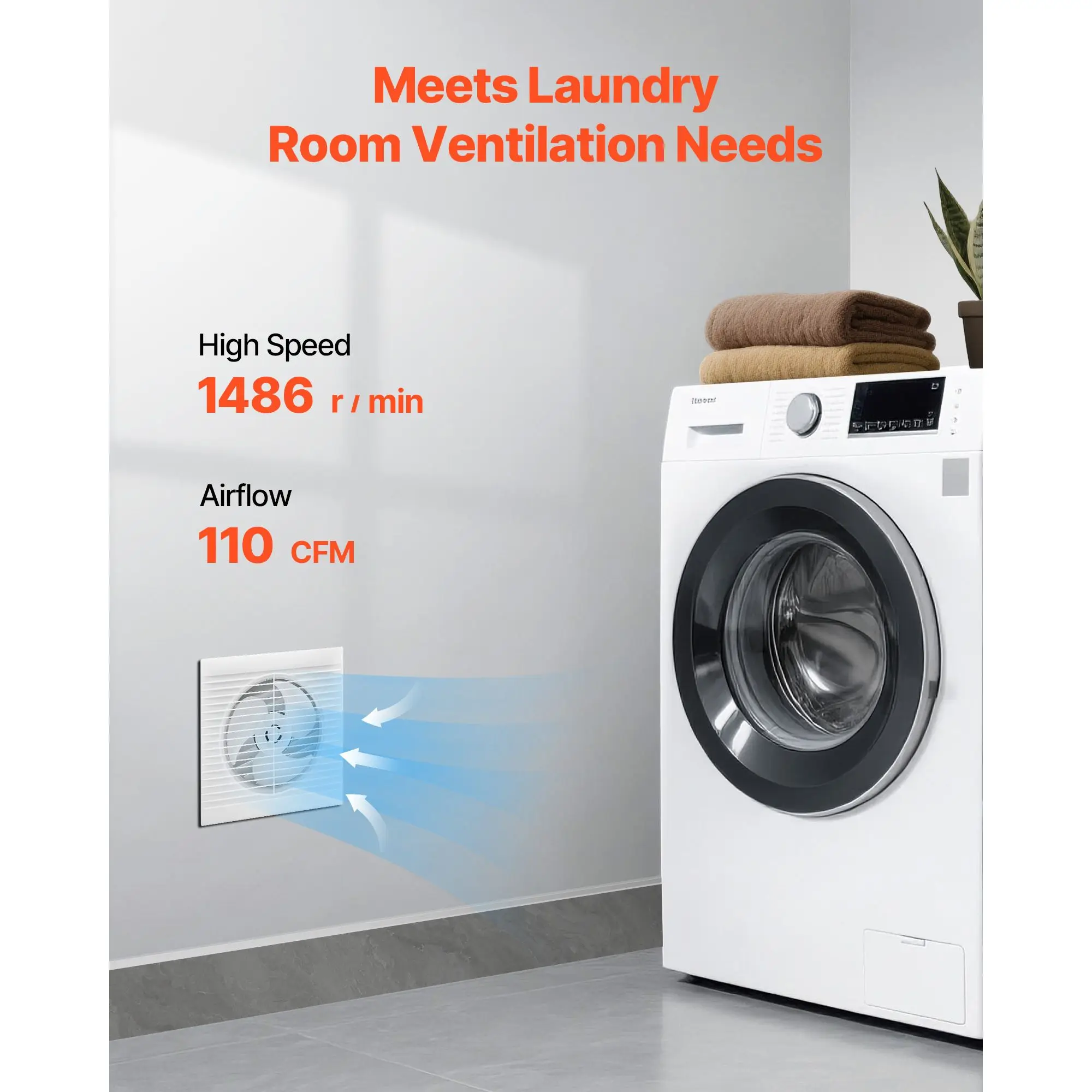 6 inch Through-The-Wall Ventilation Fan, 110 CFM Through Wall Exhaust Fan with AC Motor, Quiet Vent Easy Installation for Bathro