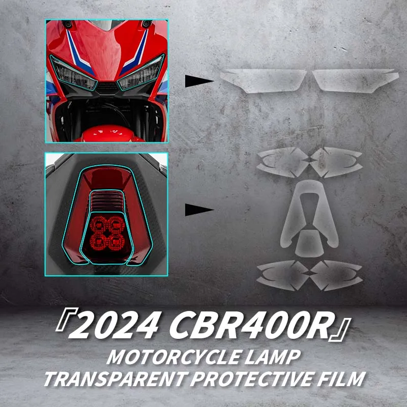 For HONDA CBR400R 2024 Motorcycle Accessories Lamp Transparent Protective Film Of Bike Headlight And Taillight Refit Sticker Kit