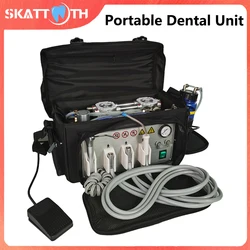 Portable Dental Unit Backpack Air Turbine Unit With Air Compressor 3 Way Syringe Suction 2/4 Holes Mobile Dental Unit Equipment