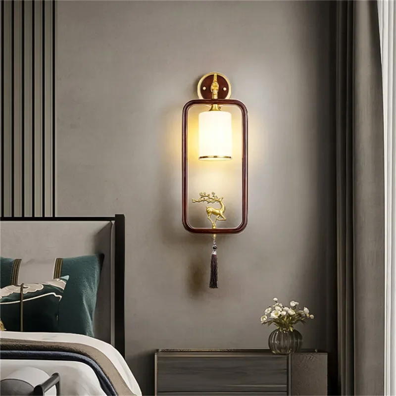 APRIL Contemporary Brass Wall Lamp Retro Creativity LED Living Room Bedroom Study Room Hotel Villa Hall Way Aisle Light