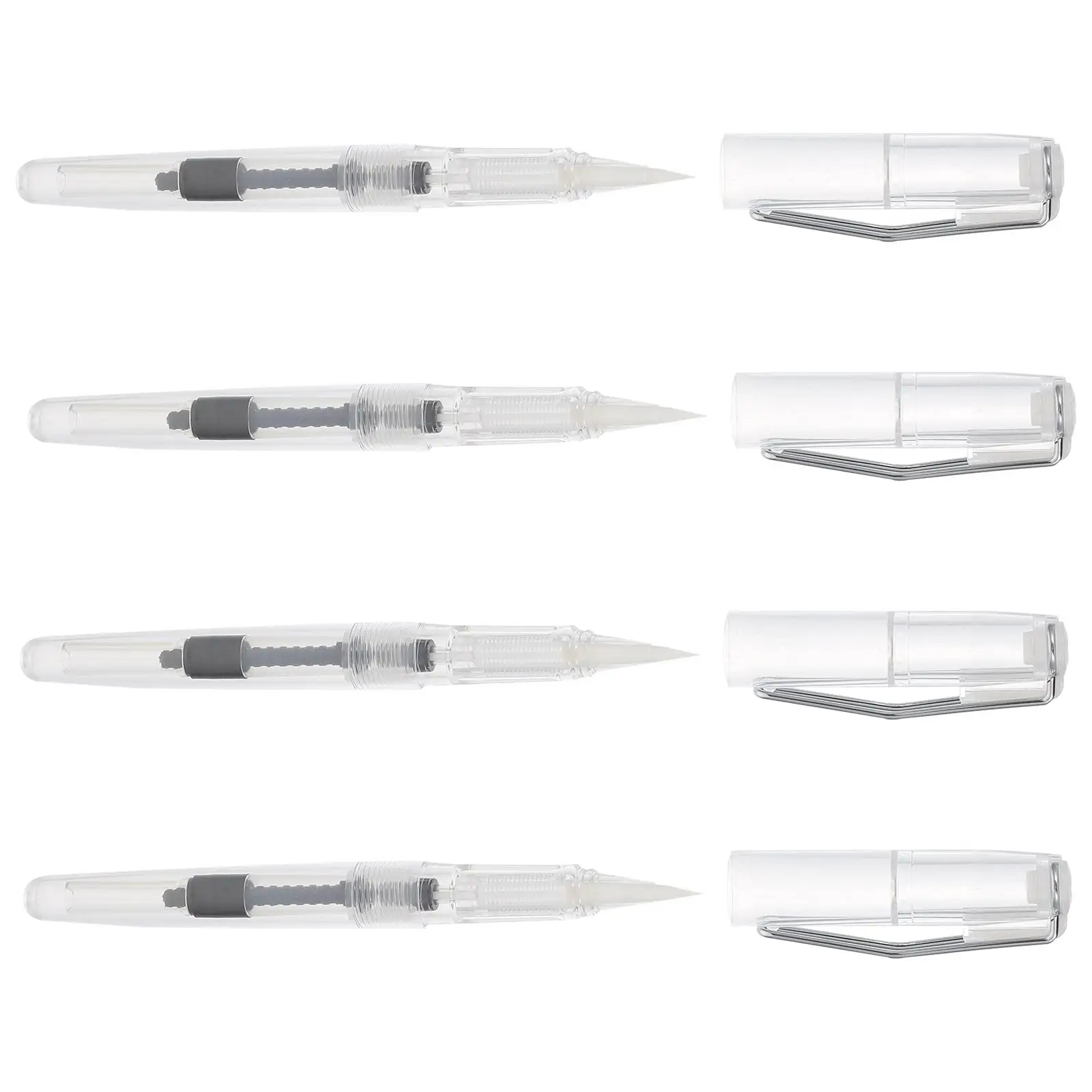 

4 Pcs Watercolor Brush Pen Soft Tip Refillable Reusable Drawing Calligraphy Pens Large Ink Storage Transparent Body Nylon Hair
